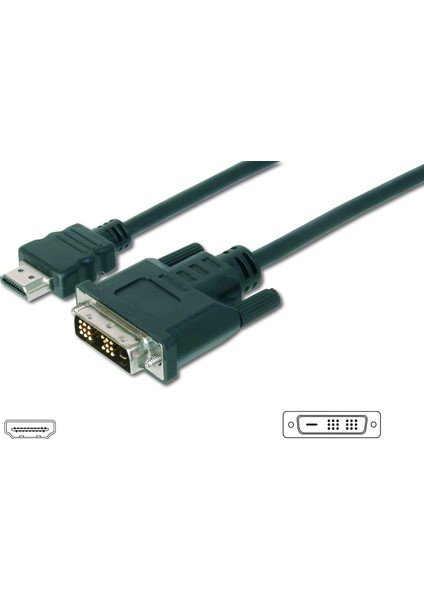 HDMI &lt;-&gt; Dvı-D Adaptörü, HDMI Tip A Erkek - Dvı-D (18+1) Erkek, Awg 28, 5 Metre, HDMI 1.3, Ul, Siyah Renk