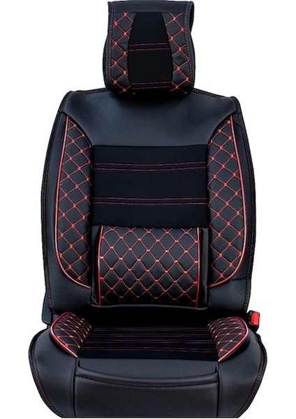 Citroen C3 Aircross Uyumlu Oto Koltuk Kılıfı Deri, Kumaş Jupiter Siyah Kırmızı modelleri