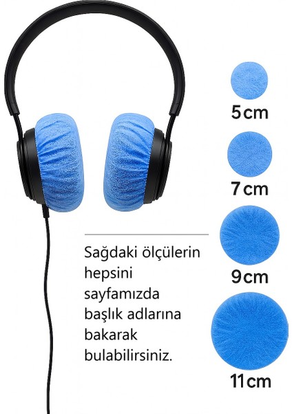Tek Kullanımlık Kulaklık Hijyen Bonesi, Kulaklık Kılıfı - Mavi-5 cm (S) indirimleri