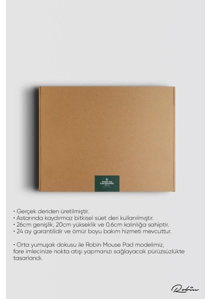 Robin Siyah Deri Mouse Pad