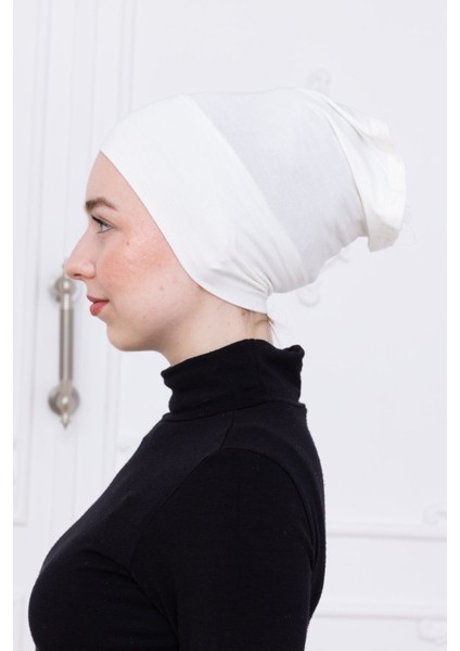 Pratik Boru Bone Geçmeli - Kaymaz Önü Dikişsiz Kadın Tesettür Hazır Iç Bone Ekru fırsatları