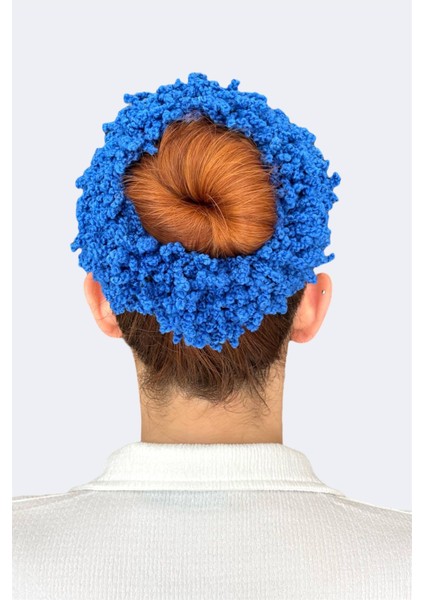 Arap Saçı Topuz Tokası Dolgun Lastikli Tesettür Kadın Aksesuar Toka Mavi