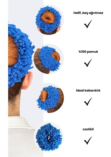 Arap Saçı Topuz Tokası Dolgun Lastikli Tesettür Kadın Aksesuar Toka Mavi modelleri