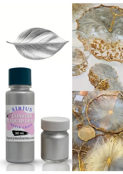 Epoksi Tasarımları Için Kenar Varak Sıvısı – Silver Renk 30ML + 10 gr Toz Varak
