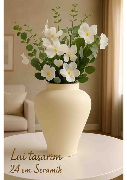 Iskandinav Tarzı Seramik Bohem Xxl Boy Krem Trend Vazo fiyatları