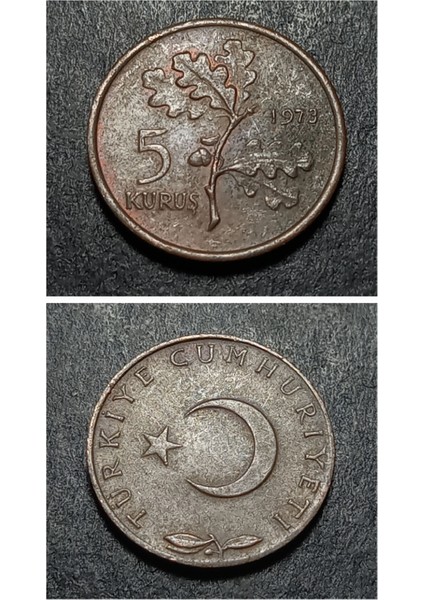 Escoines 3996368BB7B6A3EE71 1973 5kuruş Bronz Çt Para