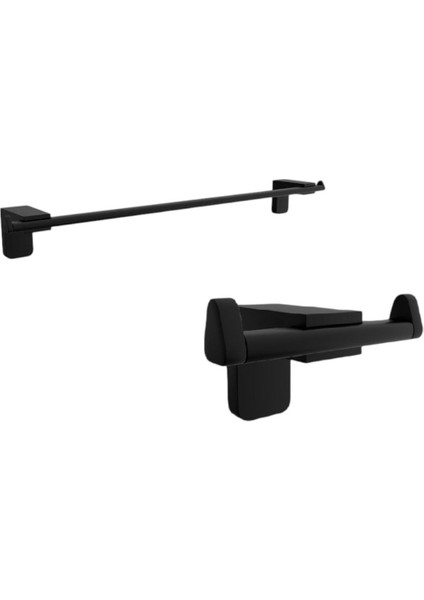 F1 Serisi Siyah Paslanmaz Havluluk ve Bornoz Banyo Seti