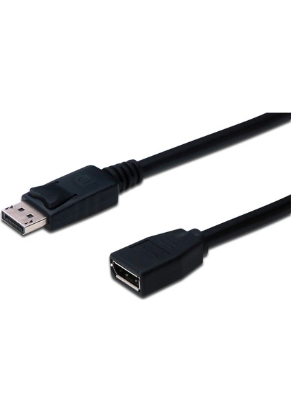 Displayport (Dp) Uzatma Kablosu, Dp Erkek - Dp Dişi, 2 Metre, Kilit Mekanizmalı, Awg 28, 2x Zırhlı, Dp 1.2 Uyumlu, Siyah Renk