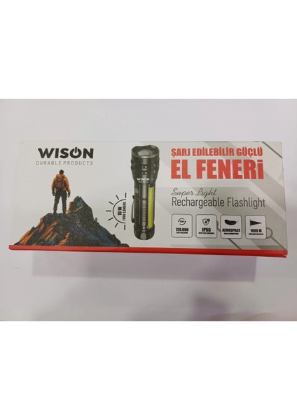 WS-4312 10W 1000 Lümen Zoomlu Şarj Edilebilir El Feneri