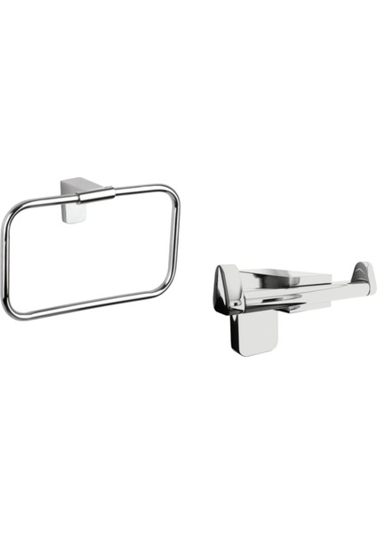 F1 Serisi Krom Paslanmaz Kare Havluluk ve Bornoz Banyo Seti