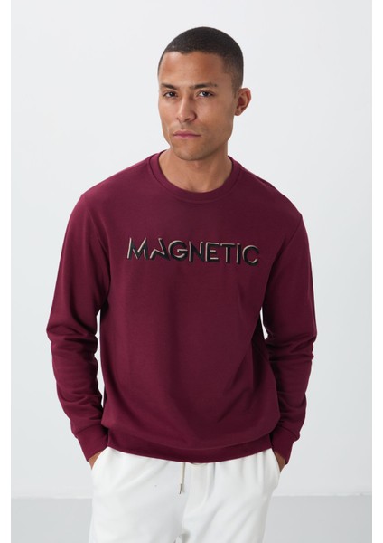 Erguvan Yazı Nakışlı O Yaka Rahat Form Erkek Sweatshirt - 88020 indirimleri