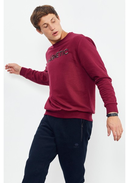 Erguvan Yazı Nakışlı O Yaka Rahat Form Erkek Sweatshirt - 88020