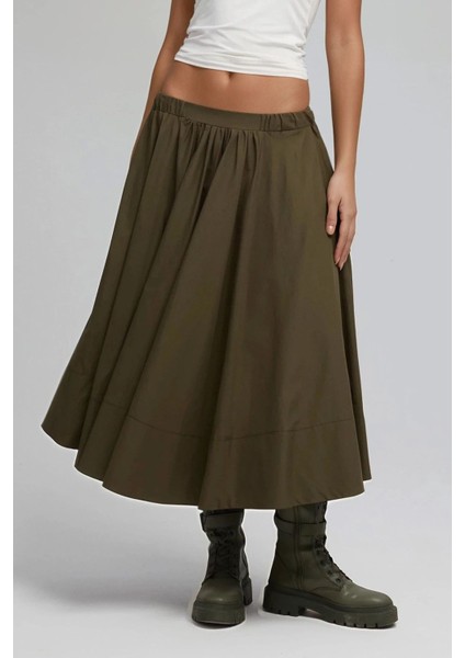 Kadın A-Form Fit Maxi Etek Green