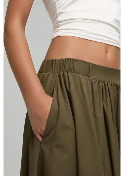 Kadın A-Form Fit Maxi Etek Green