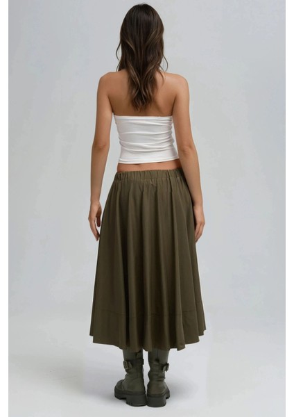 Kadın A-Form Fit Maxi Etek Green