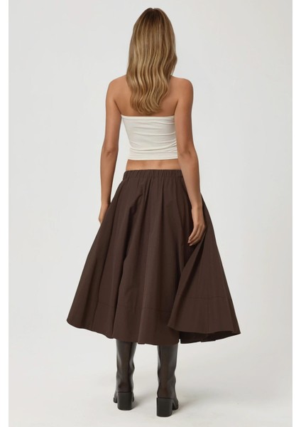 Kadın A-Form Fit Maxi Etek Brown