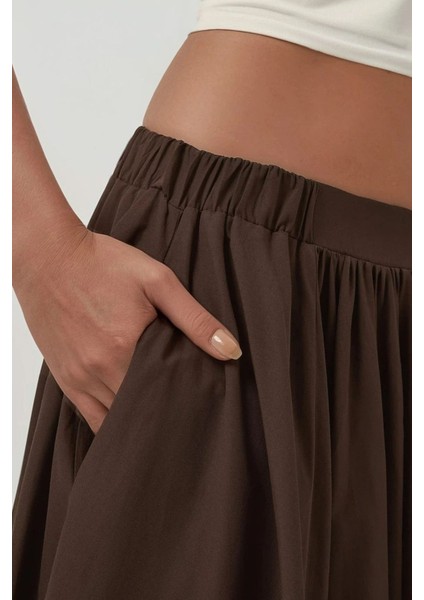 Kadın A-Form Fit Maxi Etek Brown