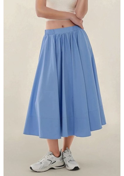 Kadın A-Form Fit Maxi Etek Blue