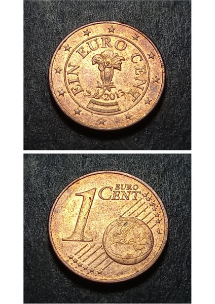 Escoines 3996368BB658B6D5E8 2013 Avusturya 1eurocent Bakır Kaplı Çelik Çt+ Para
