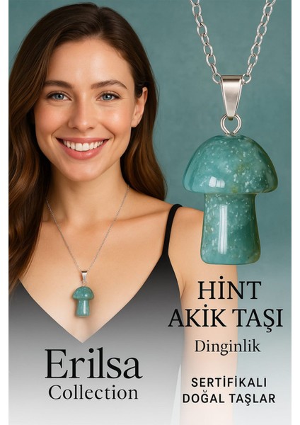 Sertifikalı Mantar Model Hint Akik Taşı Kolye (Gümüş Aparatlı) modelleri