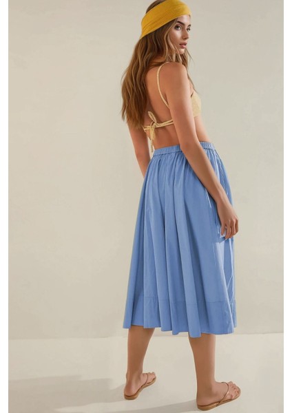 Kadın A-Form Fit Maxi Etek Blue