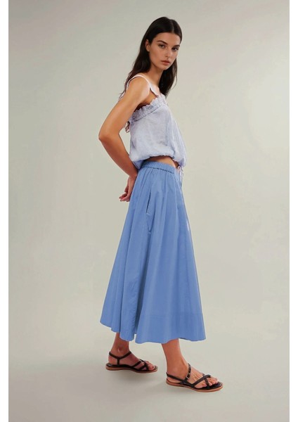 Kadın A-Form Fit Maxi Etek Blue