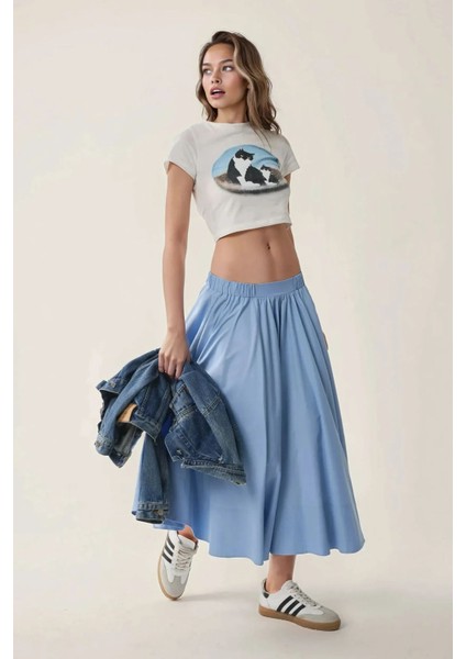 Kadın A-Form Fit Maxi Etek Blue