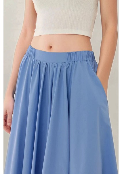 Kadın A-Form Fit Maxi Etek Blue