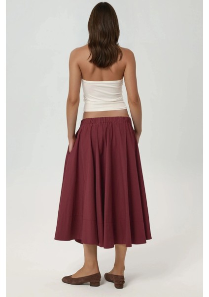 Kadın A-Form Fit Maxi Etek Red