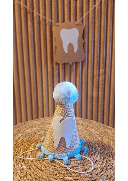 Dişim Çıktı Şapka Jüt Kumaş Mavi Ponponlu Şapka Doğum Günü Şapkası Diş Buğdayı fiyatları