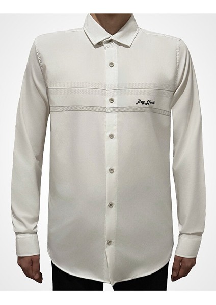 ERKEK BEYAZ UZUN KOL SPOR GÖMLEK