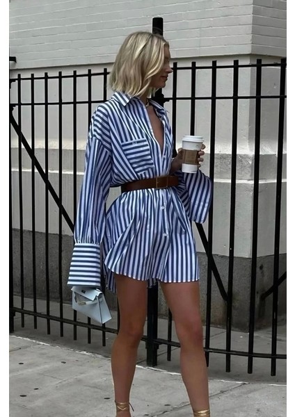 Kadın Gömlek -Elbise Çizgili Desen fiyatları