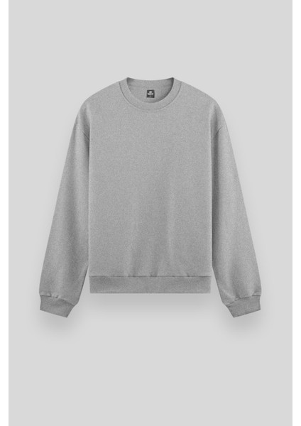 Gri Melanj Basic O Yaka Rahat Form Erkek Sweatshirt - 88053