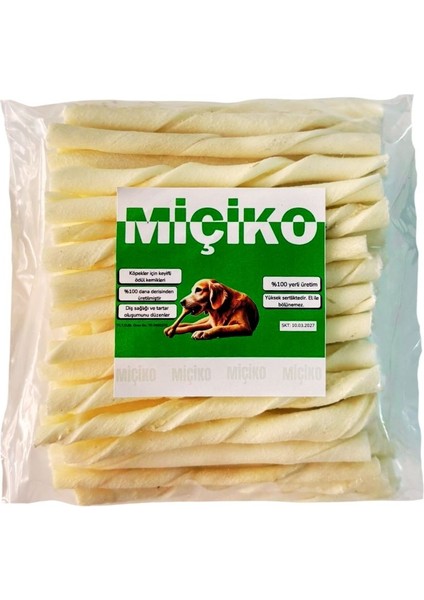 Vip Kalın Sütlü Burgu Çubuk Ödül Kemiği 12CM 50LI