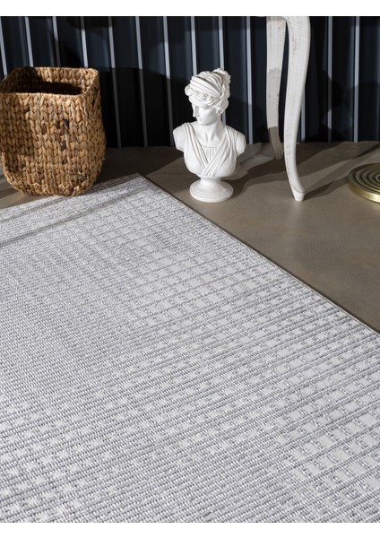 Nomad Minimalist Geometrik Desenli Makine Halısı – Açık Gri | Salon, Mutfak, Yolluk, Yatak Odası, Oturma Odası – Nmd-04