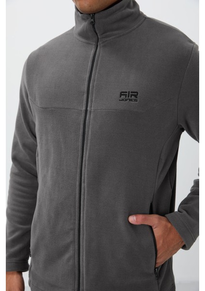 Hardy Koyu Gri Standart Kalıp Polar Erkek Sweatshirt - 88299