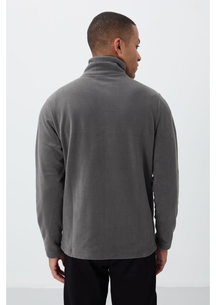 Hardy Koyu Gri Standart Kalıp Polar Erkek Sweatshirt - 88299