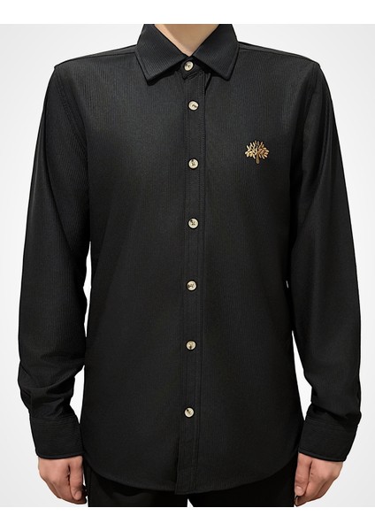 Kadife Örme Gömlek Nakışlı