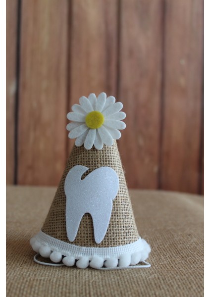 Dişim Çıktı Şapka Ilk Dişim Çıktı Papatya Konsept Doğum Günü Şapkası Çuval Kumaşlı Şapka Diş Buğdayı