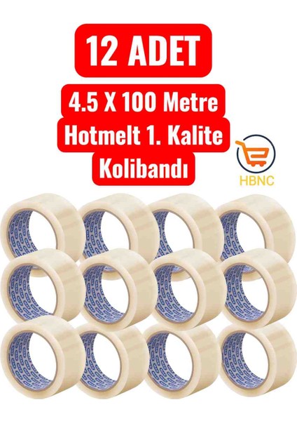12 Adet 45 x 100 Metre Hotmelt Kolibandı Ambalaj Paketleme
