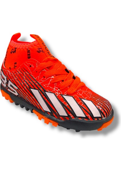 Çocuk Çoraplı Halısaha & Krampon Ayakkabı Turuncu Siyah Desenli fiyatları