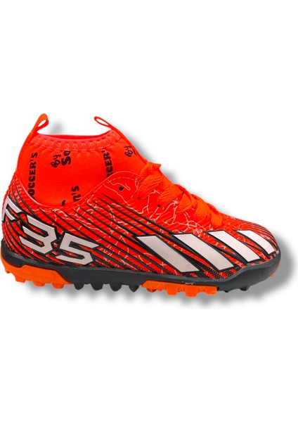 Çocuk Çoraplı Halısaha & Krampon Ayakkabı Turuncu Siyah Desenli modelleri