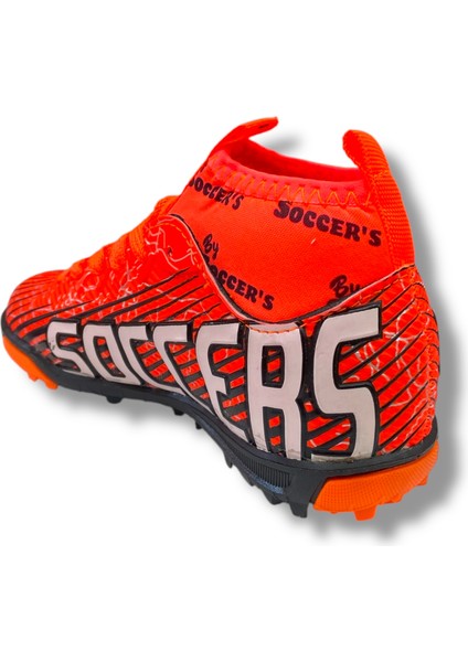 Çocuk Çoraplı Halısaha & Krampon Ayakkabı Turuncu Siyah Desenli fırsatları