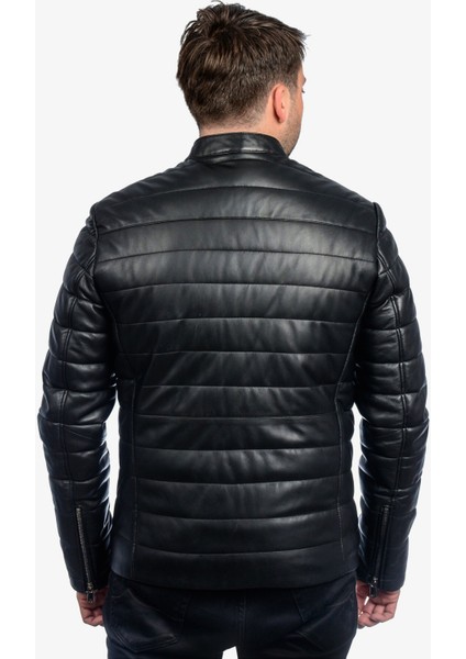 Kroos Hakiki Deri Erkek Siyah Şişme Ceket-Mont fırsatları