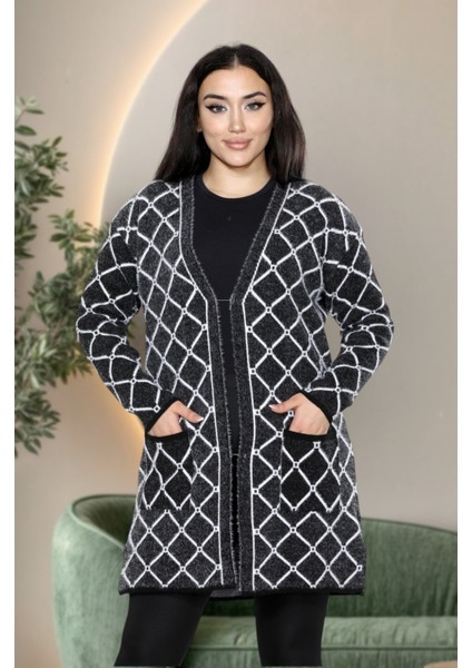 Kışlık Kadın Ceket - Diz Boy ,sakal Iplik, Iki Cepli, Günlük ve Ofis Kombinlerine Uygun