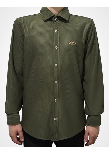 ERKEK UZUN KOL NAKIŞLI KADİFE GÖMLEK