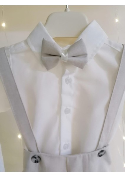 Papyonlu 3'lü Bej Klasik Erkek Bebek Salopet Takım Özel Gün Kıyafeti Düğün Bebek Hediyesi fiyatları