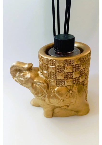 Yasemin Kokulu Oda Kokusu – Altın Renk Fil Biblo Tasarım 100 ml Çubuklu Hediyelik