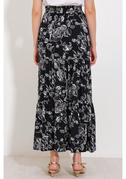Kadın BDART Rahat Kesim Desenli Maxi Etek Black