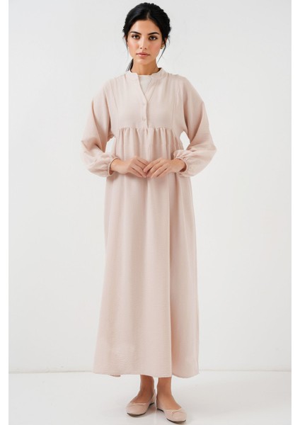 Kadın BDART Düğmeli V-Yaka Maxi Elbise Krem Doğal fiyatları